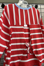Racing Red Striped Bow Tie Hollowed Back Tee