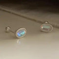 Oval Moonstone Cabochon Stud Earrings