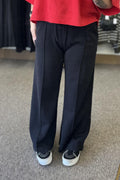 Brushed Wide Leg Pants - Black