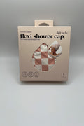 Satin Lined Flexi Shower Cap - Terracotta Checker