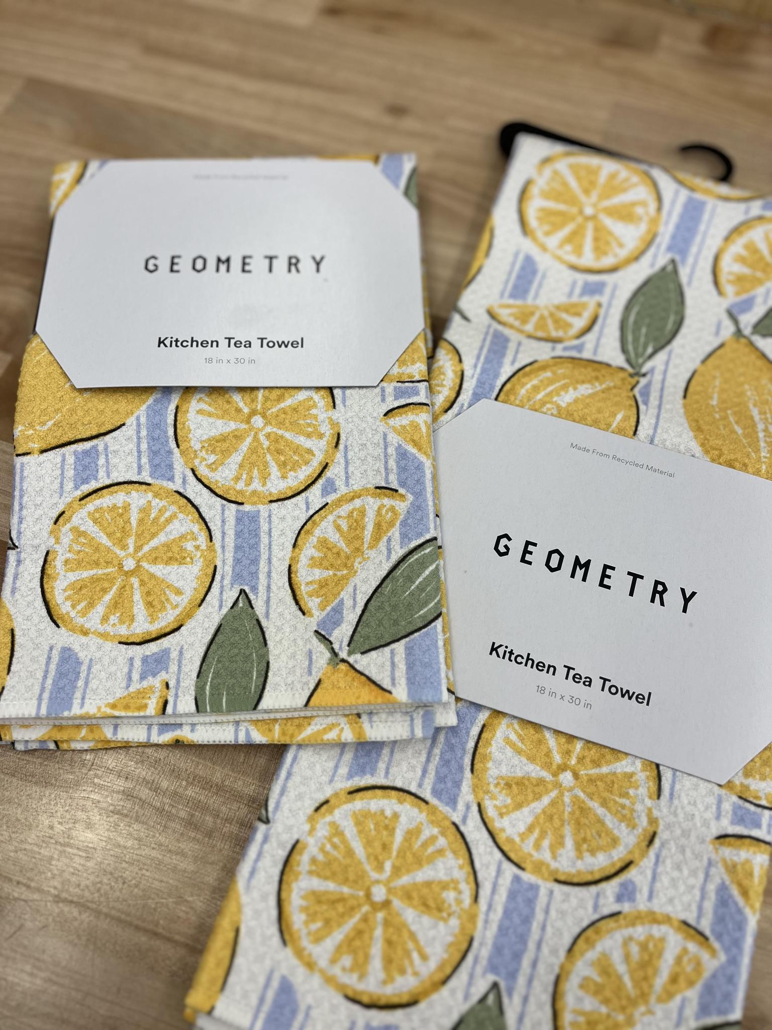 Geometry Sour Lemon Stripes - Tea Towel