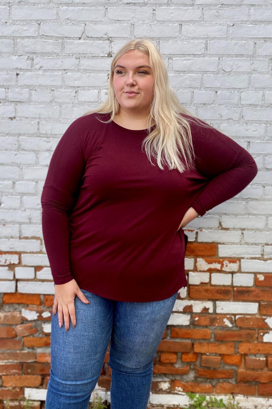 Dolman Long Sleeve Top - Maroon