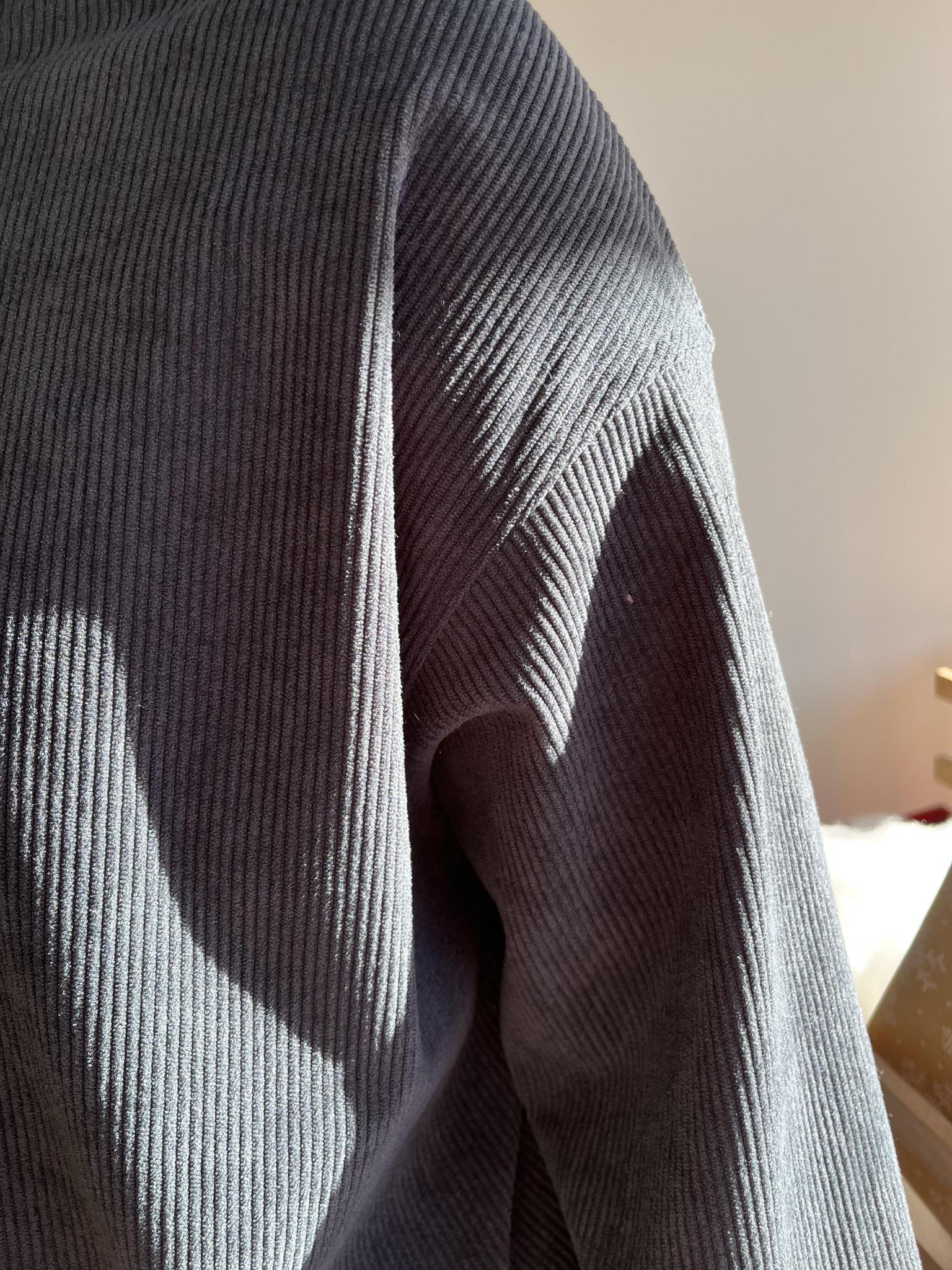 Long Sleeve Ribbed Corded Oversized Sweatshirt - Dark Grey