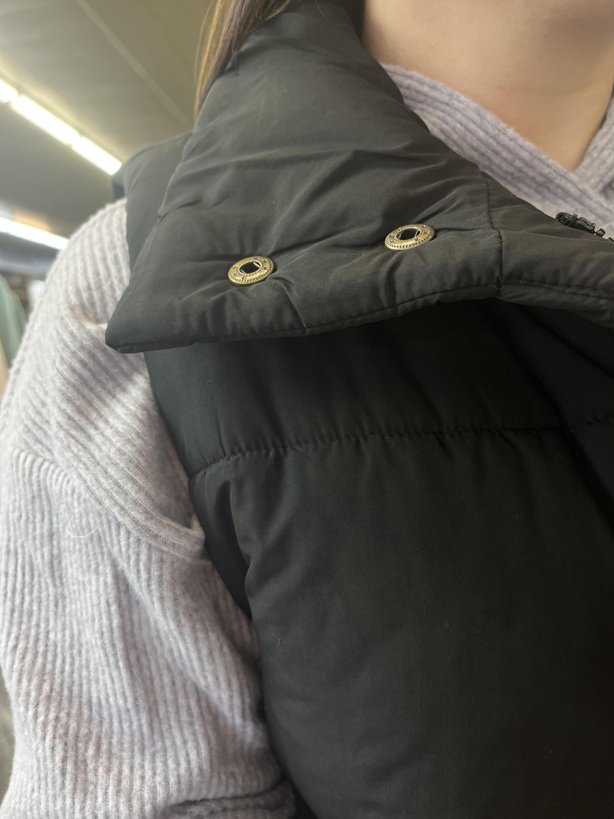 High Neck Puffer Vest - Black