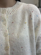 Wool Half Sleeve Cardigan - Cream