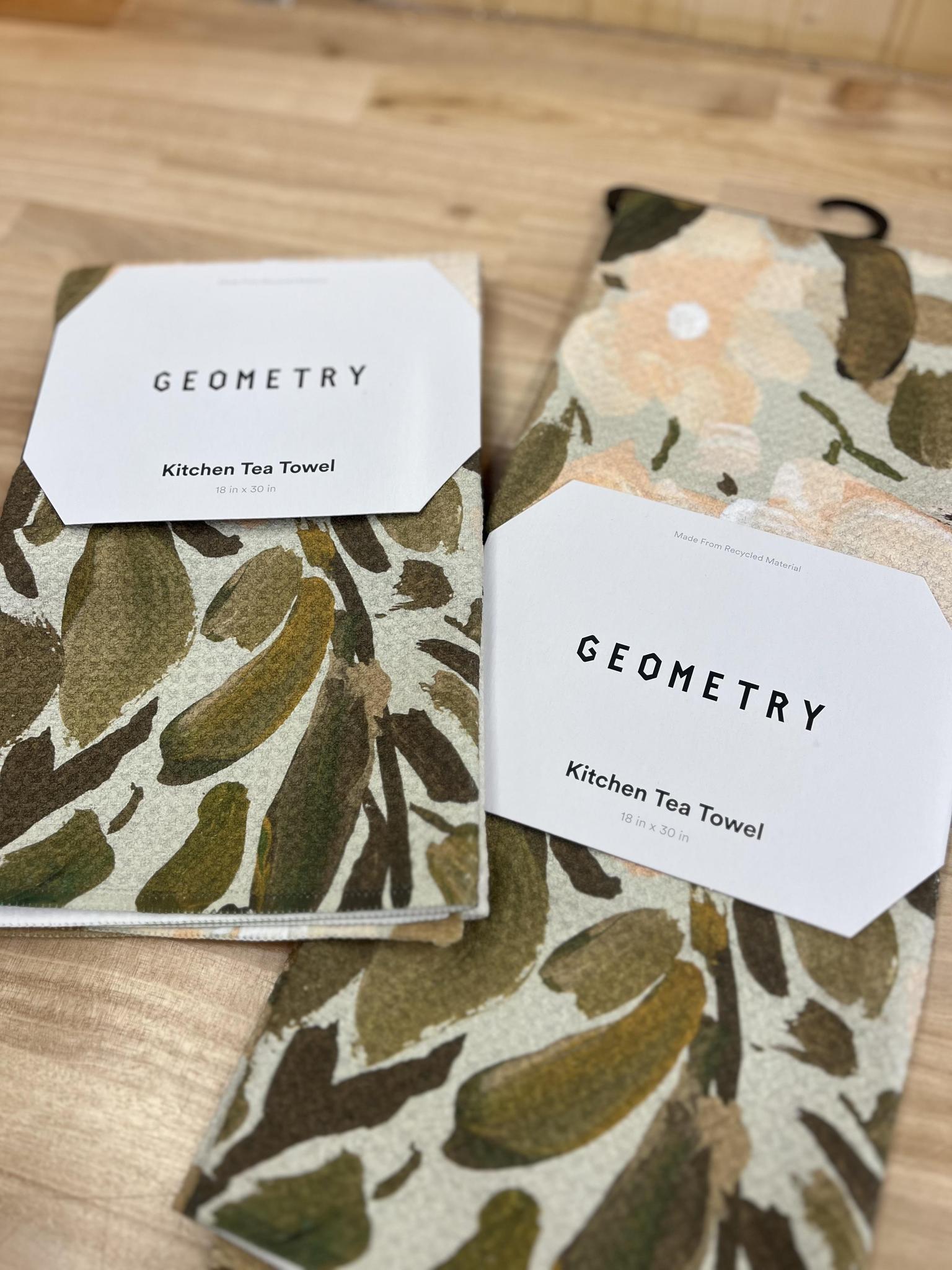 Geometry Painted Blossoms - Tea Towel