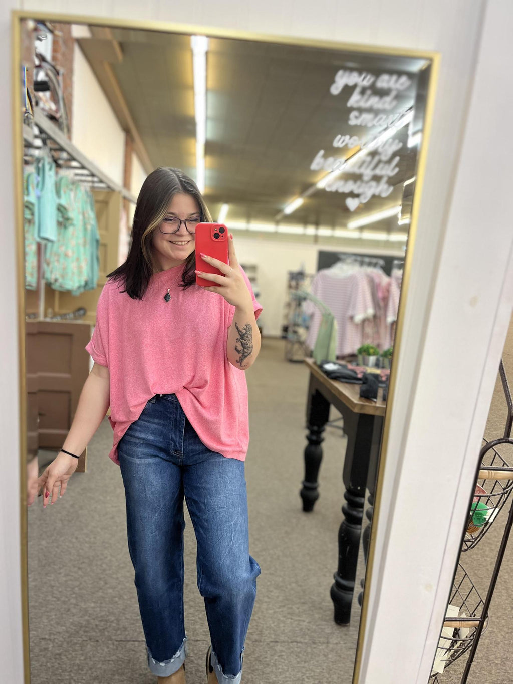 Buttery Soft Short Sleeve Round Neck Top - Pink