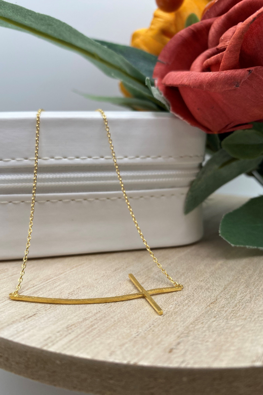 Side Cross Gold Necklace